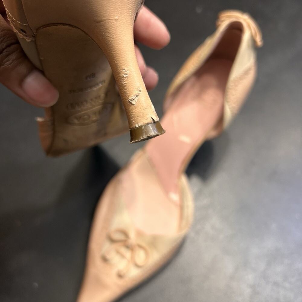 Vintage Pointed Toe Circa Joan & David Leather Lace Up Kitten Heels Size 8M - Picture 8 of 8